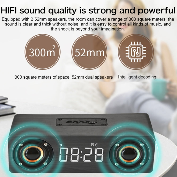 Enceinte Bluetooth 4.2 en Bois avec Subwoofer M5, Support Carte TF & AUX 3,5mm & Radio FM