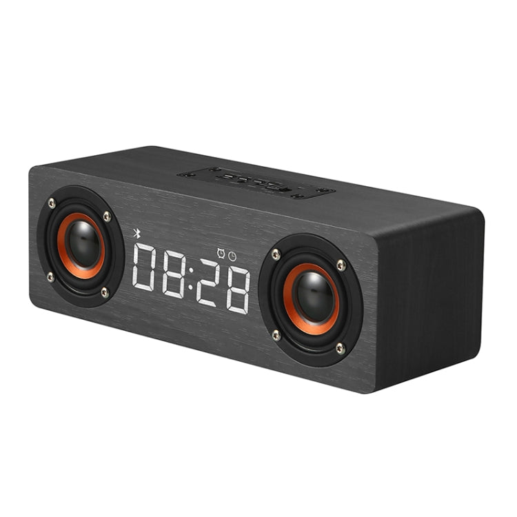 Enceinte Bluetooth 4.2 en Bois avec Horloge et Subwoofer M5C, Support Carte TF & AUX 3,5mm & Radio FM