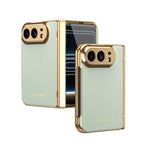 Electroplated PC Fold Shockproof Vegan Leather Phone Case, For iPhone Duo