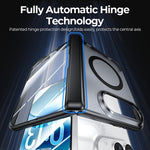 Intergrated Shell and Flim Translucent Spring Hinge Magnetic Phone Case, For iPhone Duo