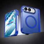 Intergrated Shell And Flim Translucent Spring Hinge Holder Magnetic Phone Case, For iPhone Duo