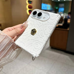 Side Clamp Magnetic Axis Impression 3D Camellia Pattern Phone Case, For iPhone Duo