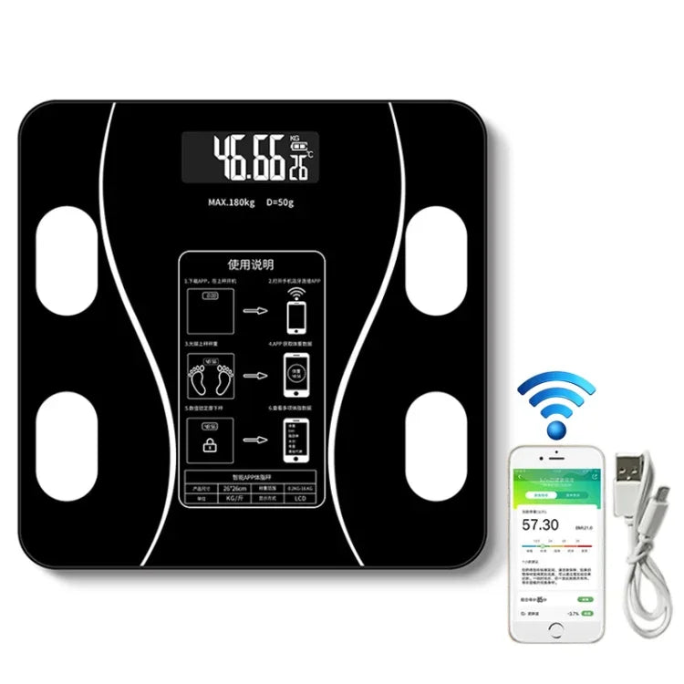 Balance électronique domestique intelligente pour mesure de la masse grasse corporelle, version rechargeable USB