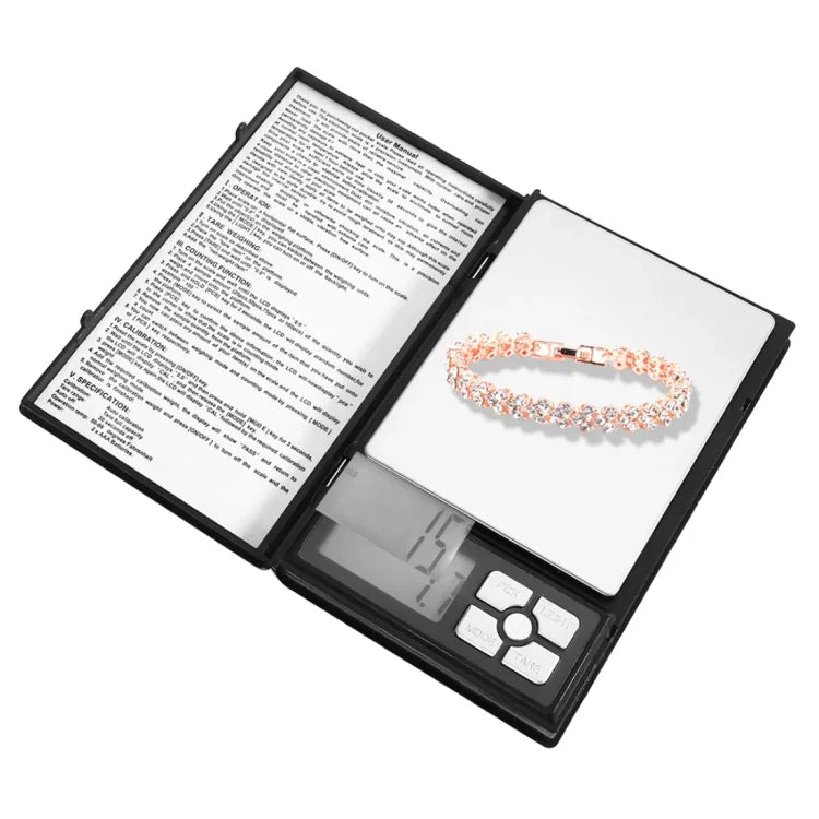 Balance électronique de précision pour bijoux en diamant et or en forme de carnet MH-1108 (0,01g~500g), piles non comprises, MH-1108 500g