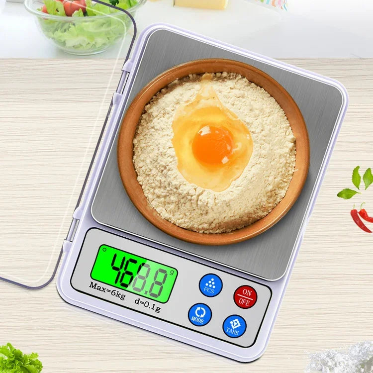 Balance électronique portable de cuisine MH-555 6Kg x 0,1g haute précision avec écran LCD 2,2 pouces, 6000g/0,1g