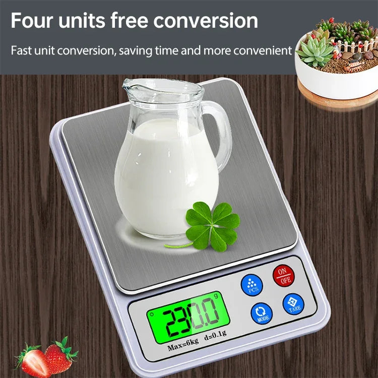 Balance électronique portable de cuisine MH-555 6Kg x 0,1g haute précision avec écran LCD 2,2 pouces, 6000g/0,1g