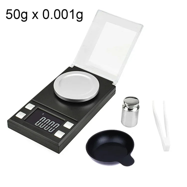 MH-8028 50g x 0,001g Balance de précision numérique électronique portable pour bijoux, diamants, pierres précieuses, avec écran LCD de 1,6 pouces, 50g/0,001g