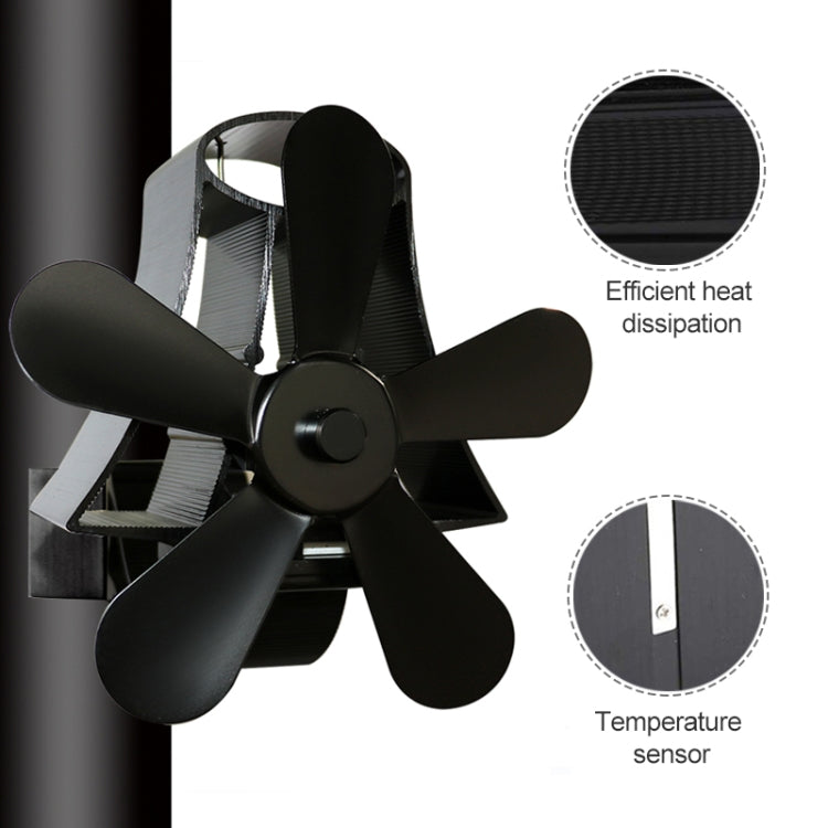 Ventilateur de poêle à bois à 5 pales en aluminium haute température alimenté par la chaleur YL-106, YL-106 (Argent), YL-106 (Blanc), YL-106 (Noir), YL-106 (Bronze), YL-106 (Gris), YL-106 (Or), YL-106 (Rouge Rose)