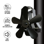 Ventilateur de poêle à bois à 5 pales en aluminium haute température alimenté par la chaleur YL-106, YL-106 (Argent), YL-106 (Blanc), YL-106 (Noir), YL-106 (Bronze), YL-106 (Gris), YL-106 (Or), YL-106 (Rouge Rose)
