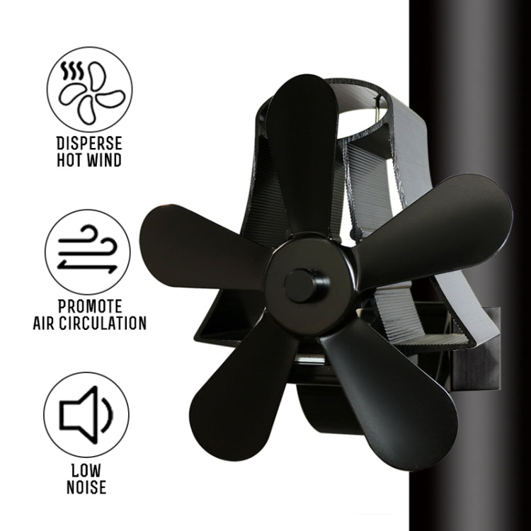 Ventilateur de poêle à bois à 5 pales en aluminium haute température alimenté par la chaleur YL-106, YL-106 (Argent), YL-106 (Blanc), YL-106 (Noir), YL-106 (Bronze), YL-106 (Gris), YL-106 (Or), YL-106 (Rouge Rose)