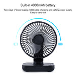 D606 Ventilateur de Bureau Portable Rechargeable USB 4W à Quatre Vitesses Réglables, USB