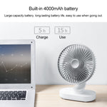 D77 Ventilateur de Bureau Automatique à Tête Oscillante Portable Rechargeable 4W Micro USB & USB-C / Type-C à Quatre Vitesses Réglables, Micro USB & USB-C / Type-C