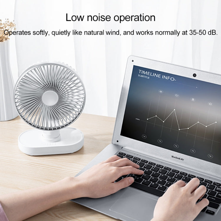 D77 Ventilateur de Bureau Automatique à Tête Oscillante Portable Rechargeable 4W Micro USB & USB-C / Type-C à Quatre Vitesses Réglables, Micro USB & USB-C / Type-C