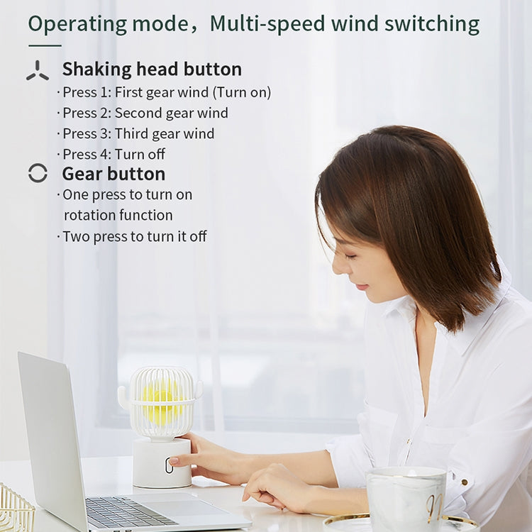 F6 Cactus Mini ventilateur portable USB à tête oscillante Ventilateur électrique de bureau portable