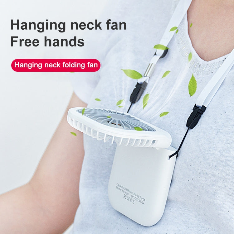 F20 Ventilateur à main plaqué électro Portable de bureau pliable silencieux USB Ventilateur de cou suspendu, F20 (Rose), F20 (Vert), F20 (Bleu), F20 (Blanc)