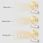 Ventilateur électrique portable pliable S2, avec 3 vitesses et lumière de nuit