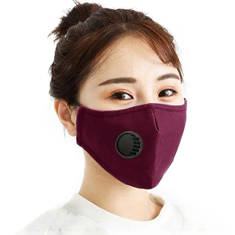 Masque facial anti-poussière PM2.5 avec valve respiratoire, filtre lavable et remplaçable pour hommes et femmes