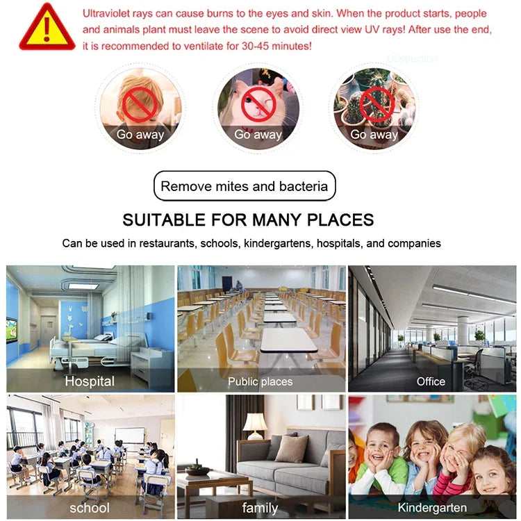 Lampe de Désinfection UV Quartz à Ozone Portable 110V 8W, Stérilisation Anti-virus UVC, 110V 8W Ozone