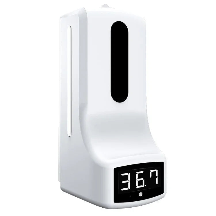 Thermomètre sans contact mains libres K9 à capteur de distance sensible à la lumière corporelle + distributeur automatique de savon liquide sans contact 1000ml, K9