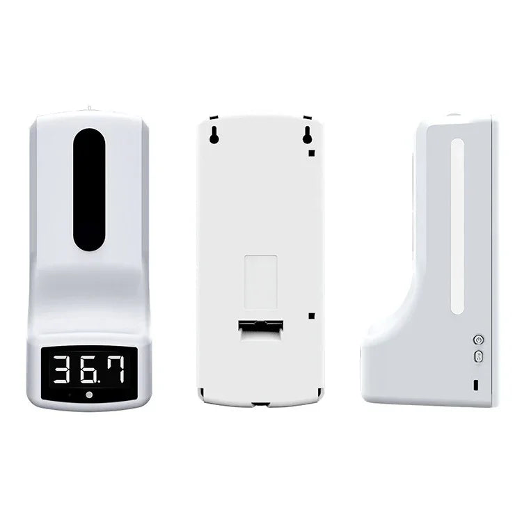 Thermomètre sans contact mains libres K9 à capteur de distance sensible à la lumière corporelle + distributeur automatique de savon liquide sans contact 1000ml, K9