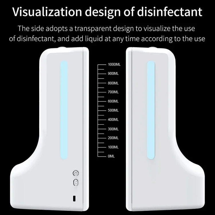 Thermomètre sans contact mains libres K9 à capteur de distance sensible à la lumière corporelle + distributeur automatique de savon liquide sans contact 1000ml, K9
