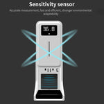 Rehabor A Thermomètre sans contact mains libres à capteur de distance sensible à la lumière corporelle + distributeur automatique de savon liquide sans contact 450ml avec support mural, Rehabor A
