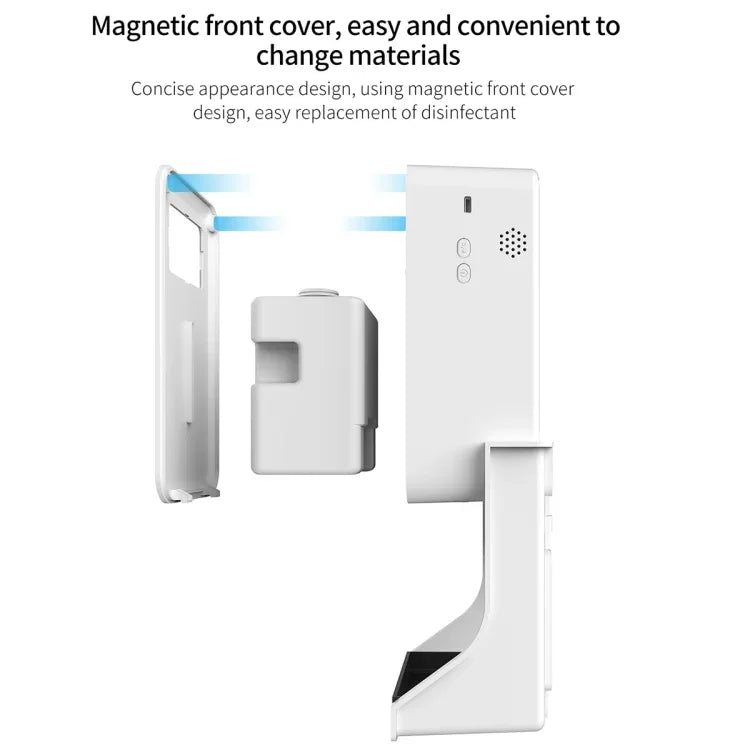 Rehabor A Thermomètre sans contact mains libres à capteur de distance sensible à la lumière corporelle + distributeur automatique de savon liquide sans contact 450ml avec support mural, Rehabor A