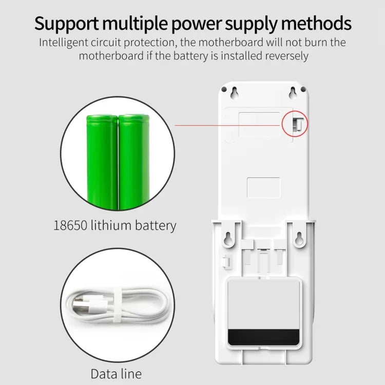 Rehabor A Thermomètre sans contact mains libres à capteur de distance sensible à la lumière corporelle + distributeur automatique de savon liquide sans contact 450ml avec support mural, Rehabor A