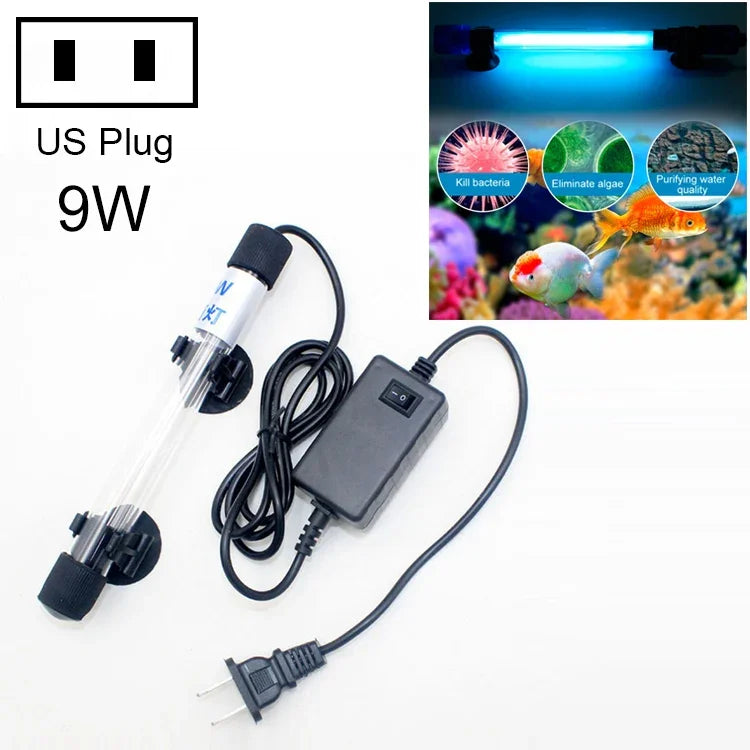Lampe UV Ultraviolet 110V 9W pour désinfection des algues dans aquarium, prise US, 9W prise US