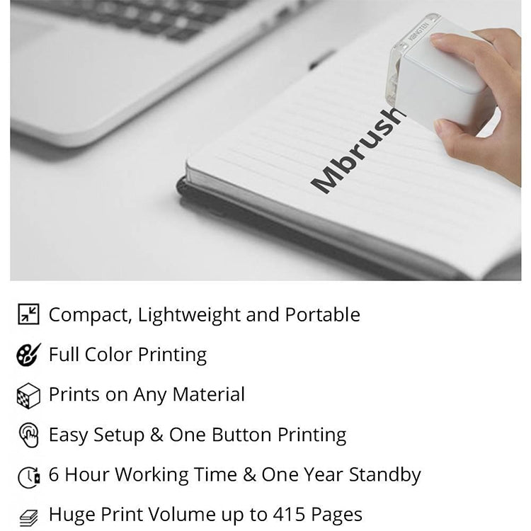 MBrush01 Imprimante Mini Portable Colorée 1200 DPI
