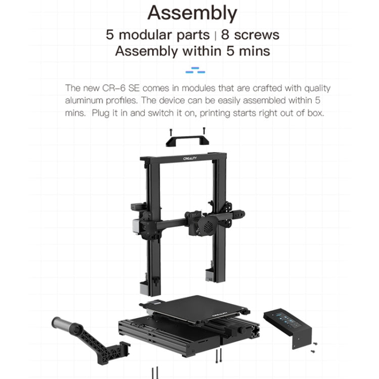 Imprimante 3D DIY CREALITY CR-6 SE 350W à mise à niveau intelligente sans nivellement, Taille d'impression : 23.5 x 23.5 x 25cm, Prise UE, CR-6 SE