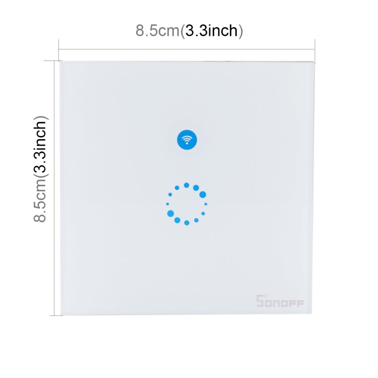 Interrupteur mural tactile Sonoff 86 mm 1 gang en verre trempé, interrupteur tactile lumière maison intelligente, compatible Alexa et Google Home, AC 90V-250V 400W 2A, 86 mm