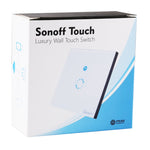 Interrupteur mural tactile Sonoff 86 mm 1 gang en verre trempé, interrupteur tactile lumière maison intelligente, compatible Alexa et Google Home, AC 90V-250V 400W 2A, 86 mm