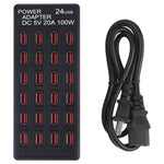 Station de charge rapide 100 W à 24 ports USB avec indicateur LED CA 100-240 V, prise US, 100 W 24 ports USB prise US