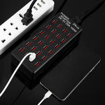 Station de charge rapide 100 W à 24 ports USB avec indicateur LED CA 100-240 V, prise US, 100 W 24 ports USB prise US