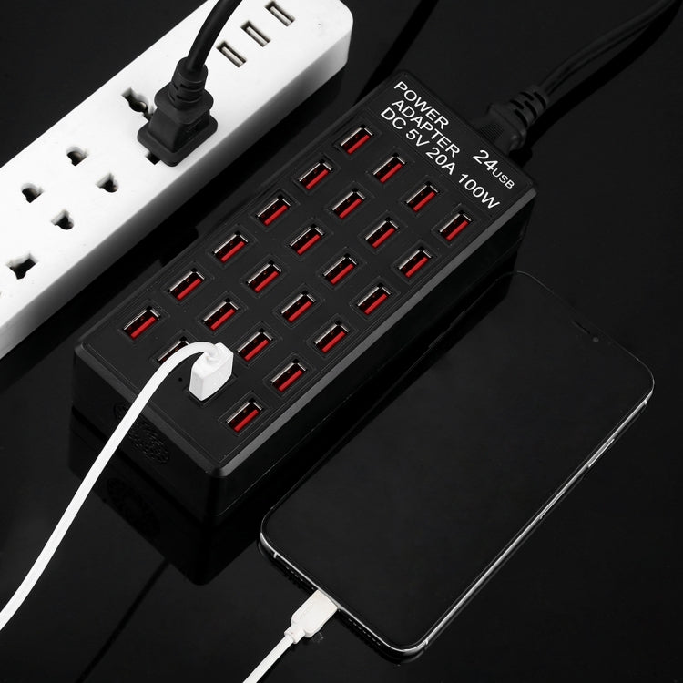 Station de charge rapide 100 W à 24 ports USB avec indicateur LED CA 100-240 V, prise US, 100 W 24 ports USB prise US