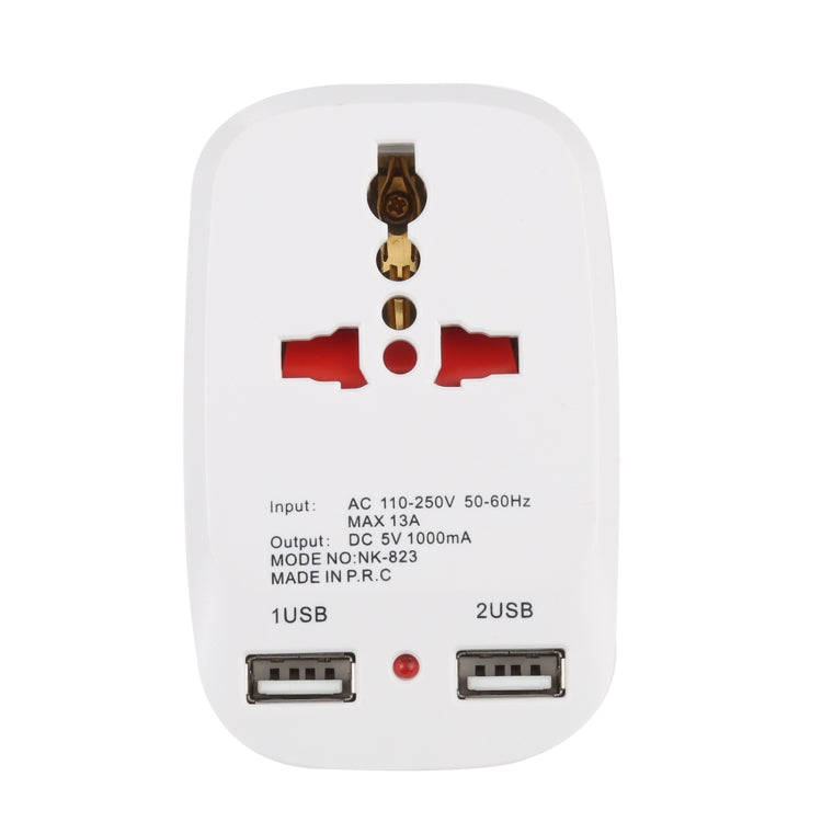 Adaptateur secteur de voyage NK-823 2000W à double USB, prise UK