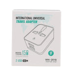Adaptateur secteur de voyage WN-2018 à double USB, prise UK