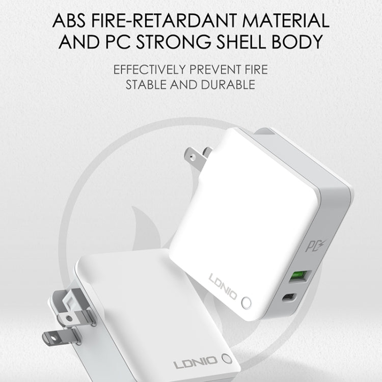 Chargeur de voyage rapide pliable LDNIO A4403C 30W PD + Auto-id avec câble 8 broches de 1 m, prise AU, avec câble 8 broches, 30W avec câble 8 broches