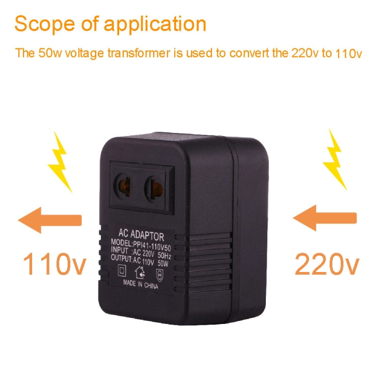 Adaptateur prise secteur 220V vers 110V 50W, prise EU/US vers prise US, 220V vers 110V 50W