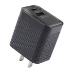 Chargeur de voyage PD 20W USB-C/Type-C + QC 3.0 USB à motif à carreaux, prise US, prise US (Noir)