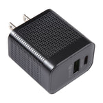 Chargeur de voyage PD 20W USB-C/Type-C + QC 3.0 USB à motif à carreaux, prise US, prise US (Noir)