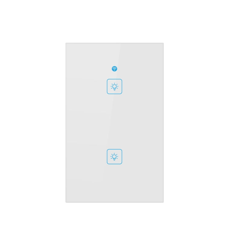 Interrupteur mural intelligent WS-US-02 panneau verre trempé 2 canaux 2A contrôle tactile & APP EWeLink, AC 90V-250V, prise US, 2 canaux