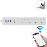 2 ports USB + 4 prises UK, prise secteur intelligente WiFi avec télécommande, compatible Alexa & Google Home, longueur du câble : 1,8 m, AC 90-265V, prise UK, 4xUSB + 3xprise UK (prise UK)