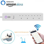 2 ports USB + 4 prises UK, prise secteur intelligente WiFi avec télécommande, compatible Alexa & Google Home, longueur du câble : 1,8 m, AC 90-265V, prise UK, 4xUSB + 3xprise UK (prise UK)