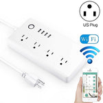 4 ports USB + 4 prises US, prise secteur intelligente WiFi avec télécommande, compatible Alexa & Google Home, AC 110-240V, prise US, 4xUSB + 4xprise US (prise US)