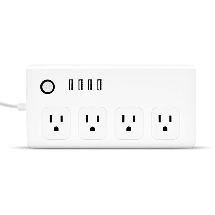 4 ports USB + 4 prises US, prise secteur intelligente WiFi avec télécommande, compatible Alexa & Google Home, AC 110-240V, prise US, 4xUSB + 4xprise US (prise US)