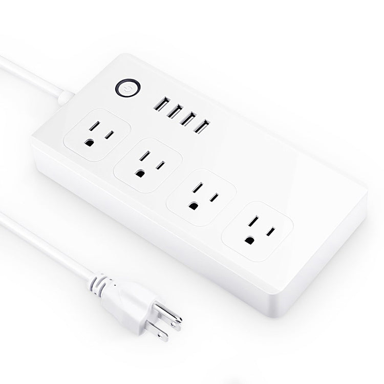 4 ports USB + 4 prises US, prise secteur intelligente WiFi avec télécommande, compatible Alexa & Google Home, AC 110-240V, prise US, 4xUSB + 4xprise US (prise US)