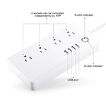 4 ports USB + 4 prises US, prise secteur intelligente WiFi avec télécommande, compatible Alexa & Google Home, AC 110-240V, prise US, 4xUSB + 4xprise US (prise US)