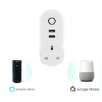 SA-002 prise secteur intelligente WiFi avec 2 ports USB + 1 prise EU, compatible Alexa et Google Home, AC 110V-230V, prise EU, prise UK, prise US